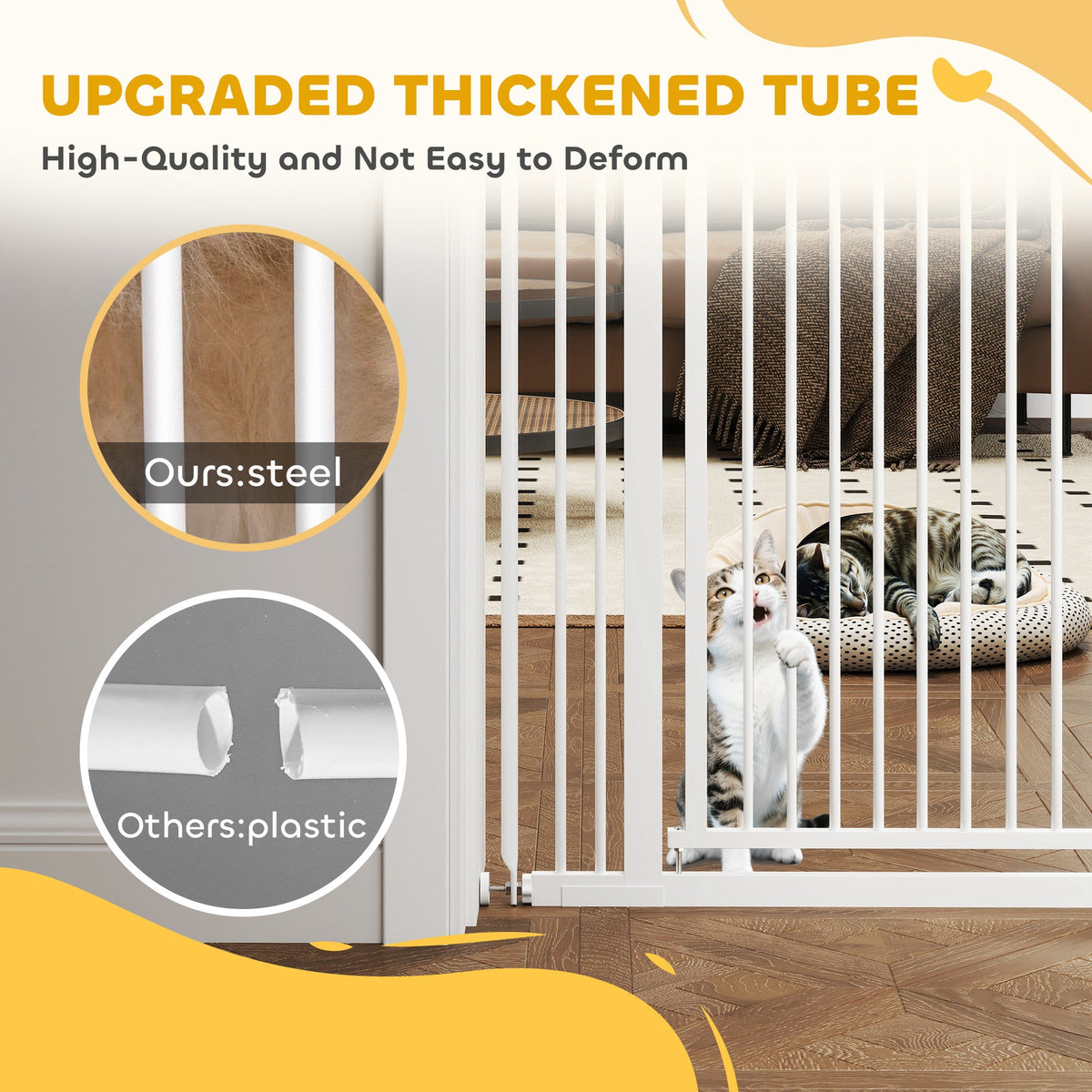 59" Extra Tall Cat Gate, 30"-41" Pet Gate with 2.8" and 5.5" Extensions, for Doorway, Hallway, Stairway, Black
