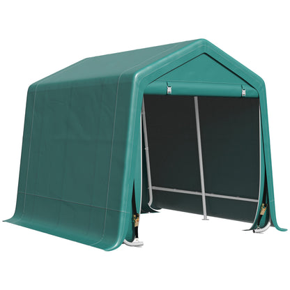 7.9' x 6.6' Garden Storage Tent, Patio Storage Shelter w/ Metal Frame and Double Zipper Doors, Dark Grey