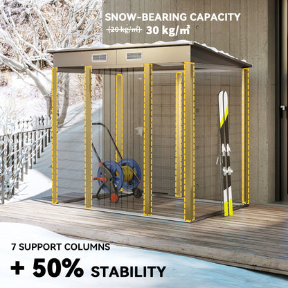 6 x 4FT Galvanized Garden Storage Shed, Metal Outdoor Shed with Double Doors and 2 Vents, Grey