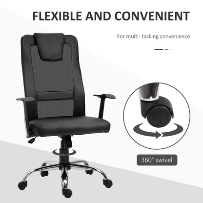 Ergonomic Office Chair with Thick Padded Headrest, Mesh Computer Desk Chair with Tilt Function, Armrest, Black