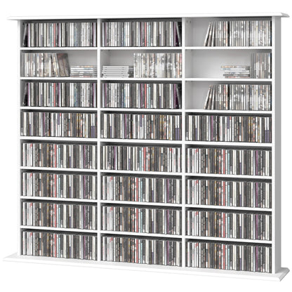 Media Storage Cabinet, 8-Tier DVD Shelf with 18 Adjustable Shelves, Holds 1032 CDs, 594 DVDs or Blu-rays, Black