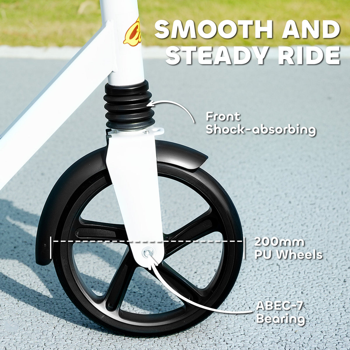 Kick Scooter for Kids Ages 6-12 with Adjustable Height, Rear-Fender Brake, 200mm Big Wheel, Foldable Design, Green
