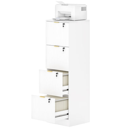 Lockable Filing Cabinet with 2 Fluted Drawers, File Cabinet with Adjustable Hanging Rails for A4 Letter Files, Black