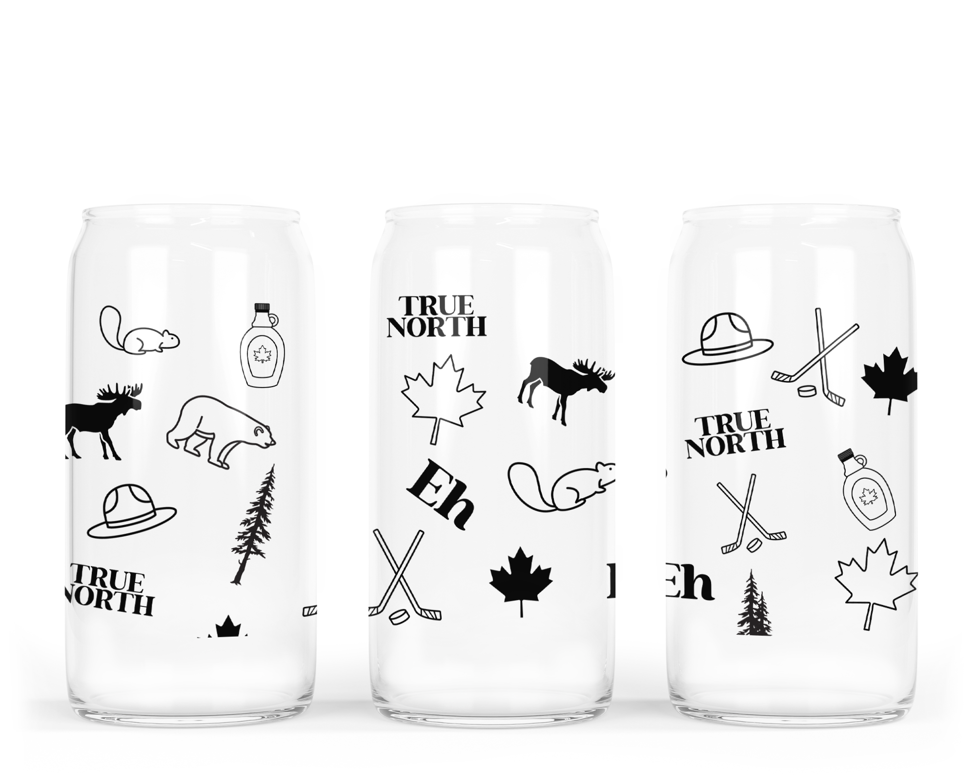 Canada Pattern Glass Can with Bamboo Lid
