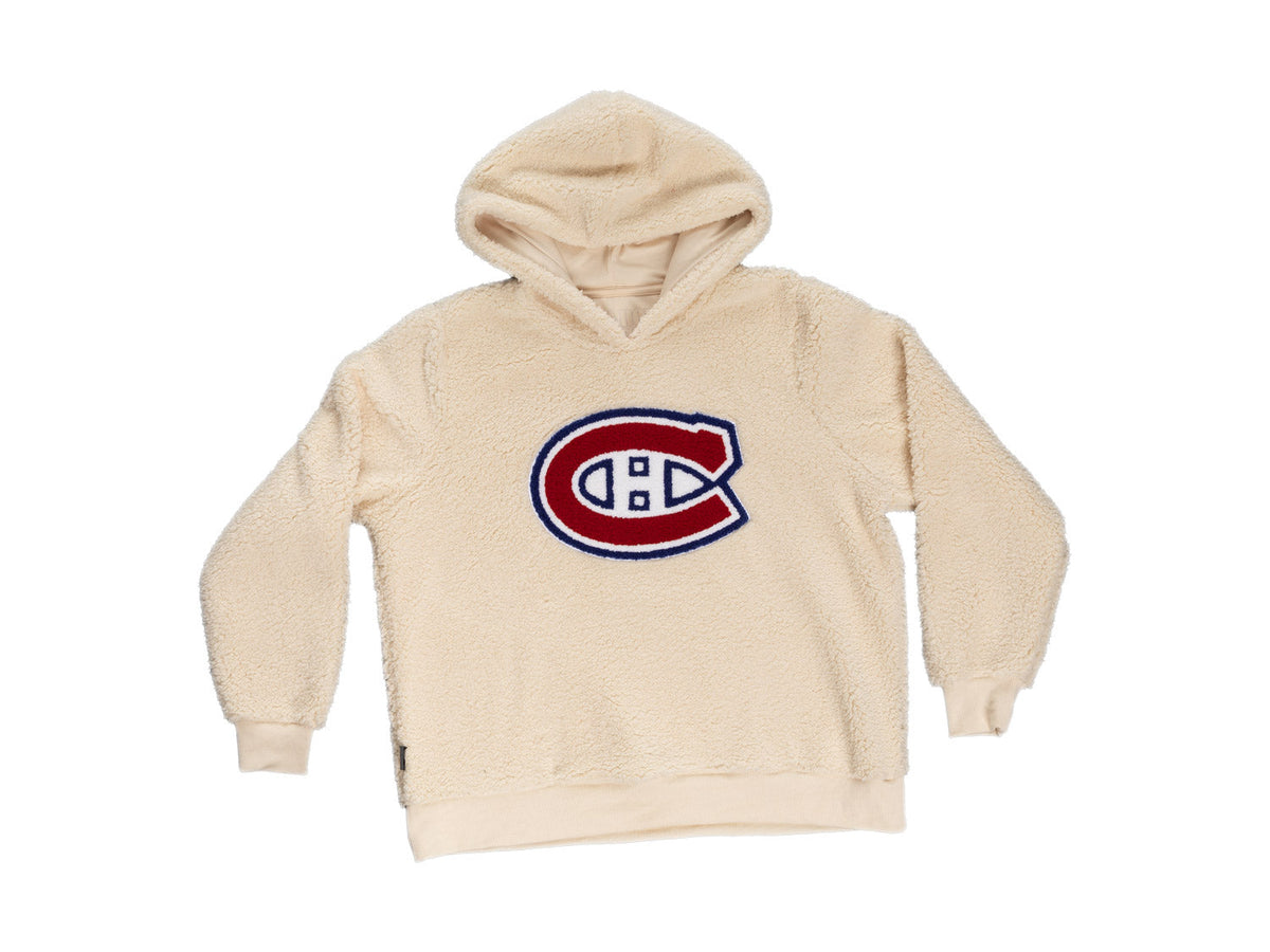 Montreal Canadians Ladies Sherpa Hoodie with Premium Chenille Logo
