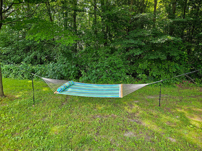 Deluxe Quilted Hammock with Bamboo Stand