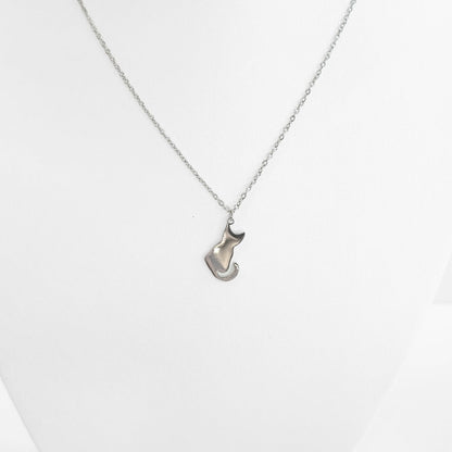 Cat Silhouette Necklace (Silver)