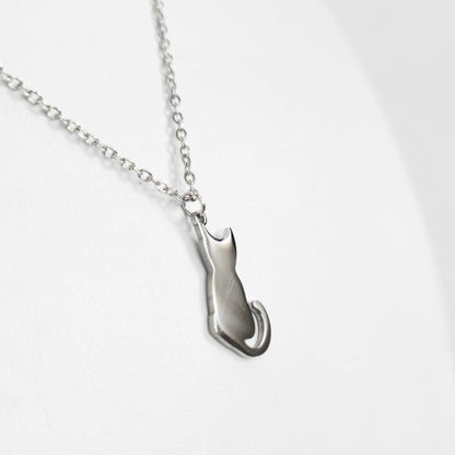 Cat Silhouette Necklace (Silver)