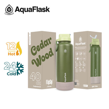 AquaFlask Colorwave 40oz Flip Sip Bottle – Insulated Stainless Steel Water Flask