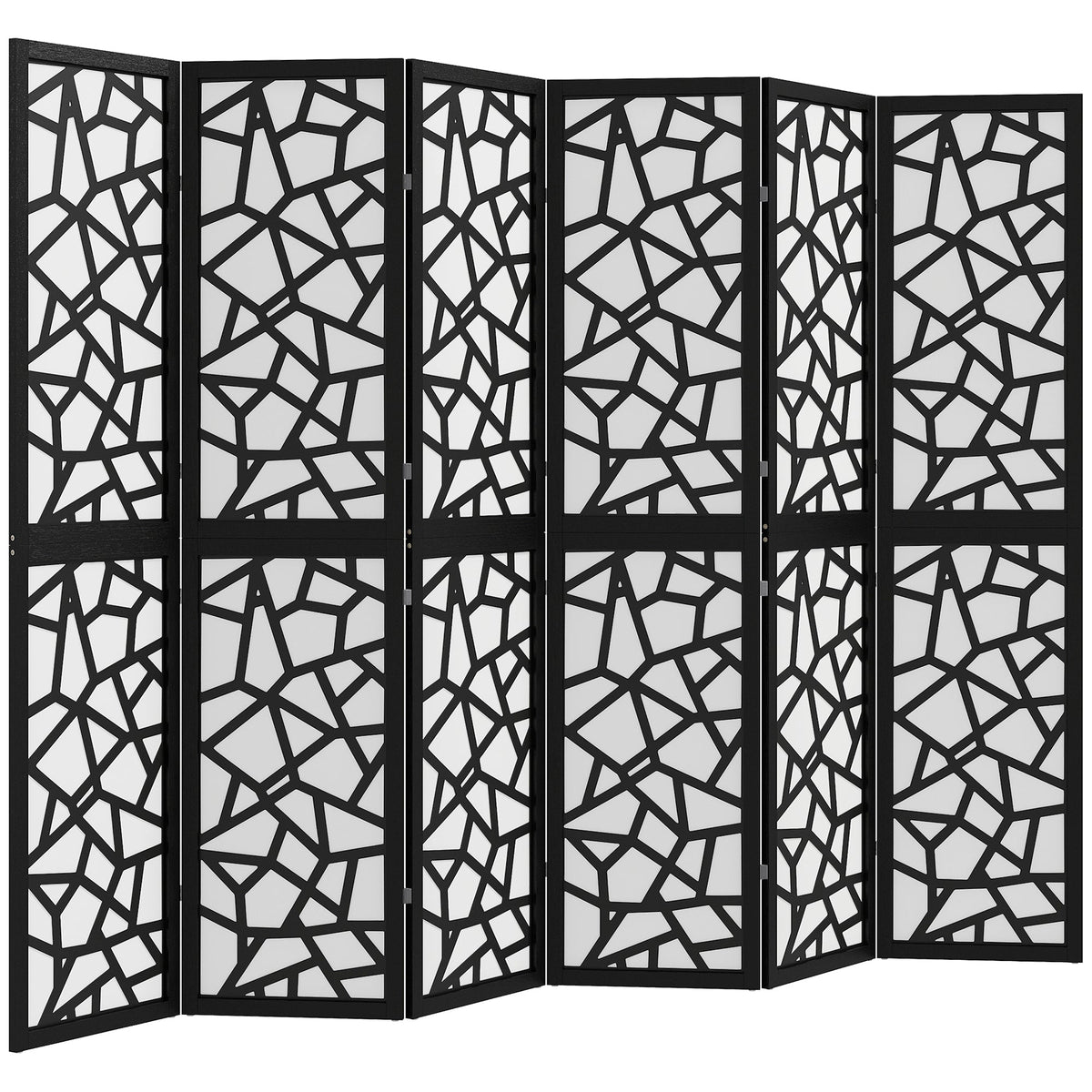 4 Panel Room Divider, 5.6 FT Lightweight Folding Privacy Screen with Geometric Pattern for Living Room, Bedroom, Black