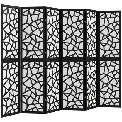 4 Panel Room Divider, 5.6 FT Lightweight Folding Privacy Screen with Geometric Pattern for Living Room, Bedroom, Black