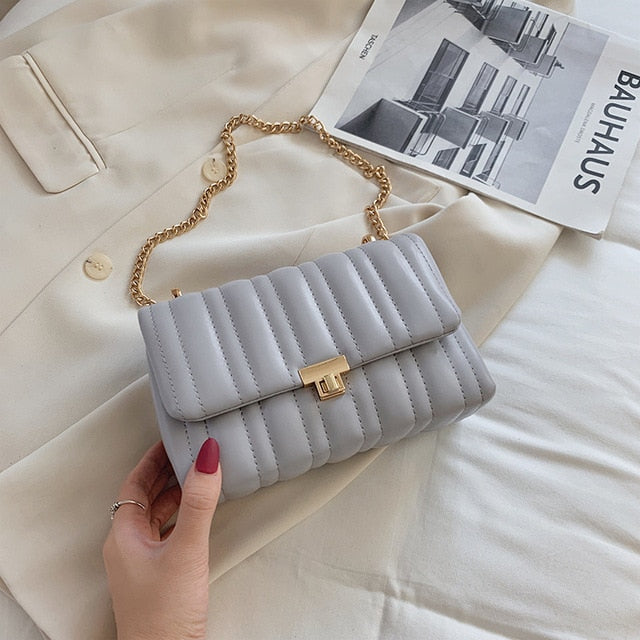 Lined Ruffle Chain Bag