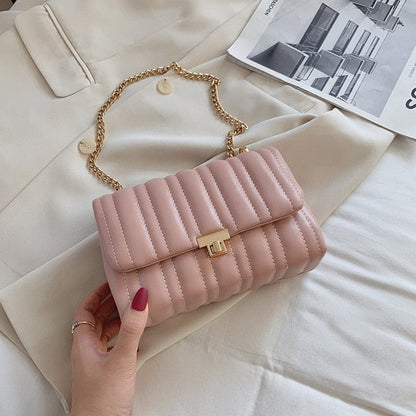 Lined Ruffle Chain Bag