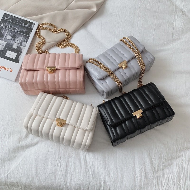 Lined Ruffle Chain Bag