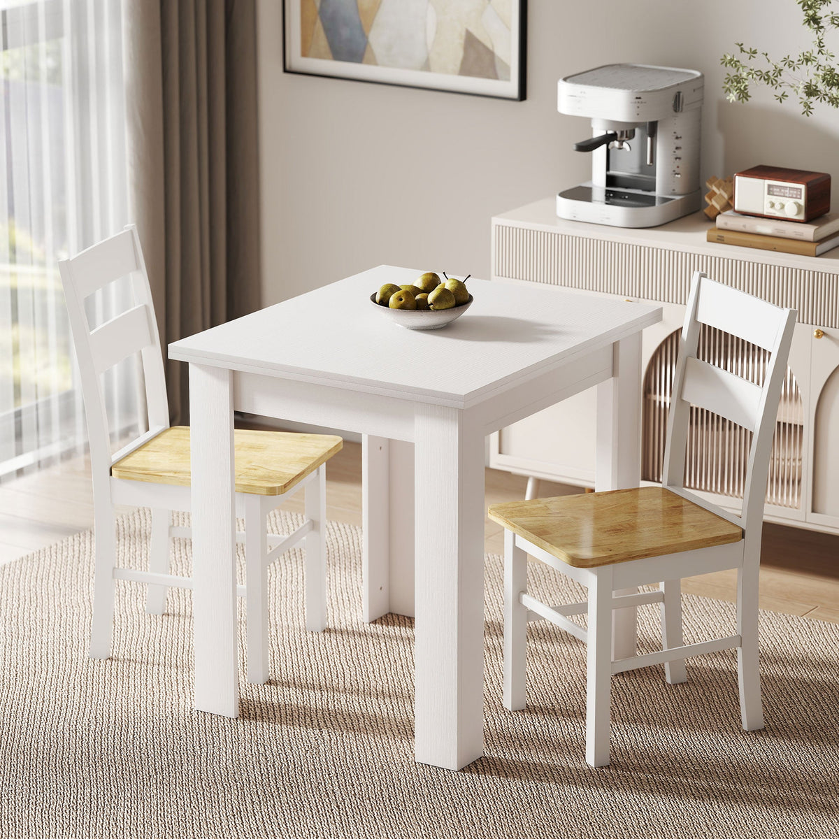 55" Extendable Dining Table for 4-6, Kitchen Table with Steel Slides and Felt Pads for Small Spaces, Black