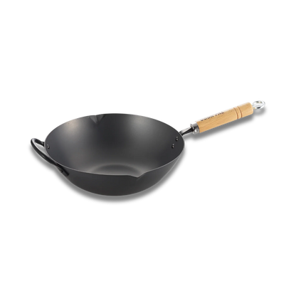 Yoshikawa Cook-Pal Ren Nitrided Carbon Steel Wok 30CM - JAPAN