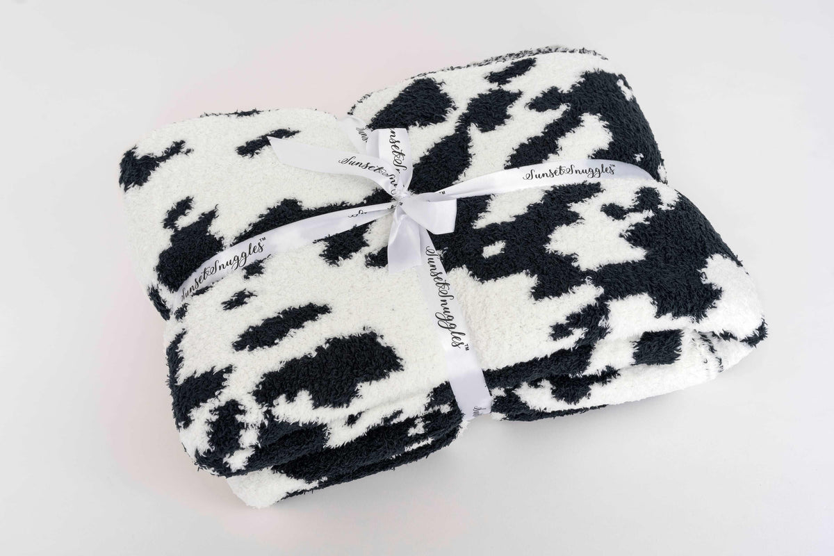 Black & White Cow Print Twin Bed Throw Blanket