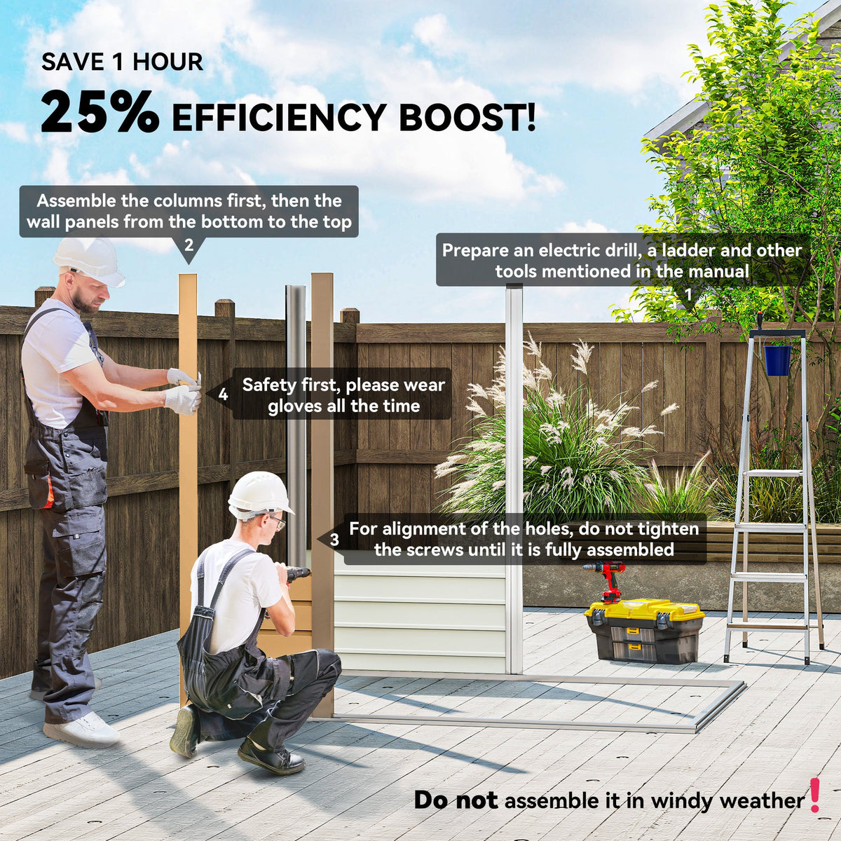 6 x 4FT Galvanized Garden Storage Shed, Metal Outdoor Shed with Double Doors and 2 Vents, Grey