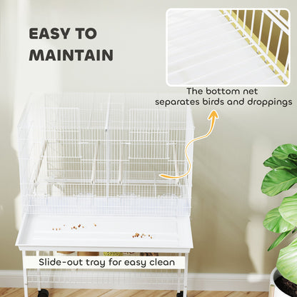 18" H Bird Cage, Large Parakeet Cage for Budgie, Lovebird, Canary, Finches with Divider, Black