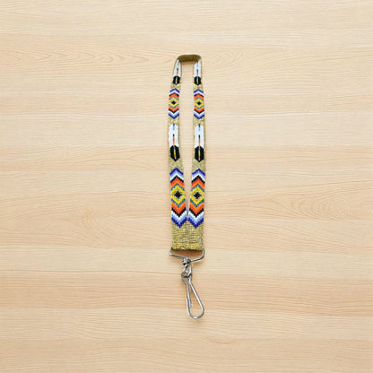 Golden blue Native Beaded Lanyard