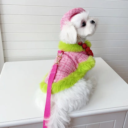 Plaid Harness Set | Dog Harness Leash and Hat Set