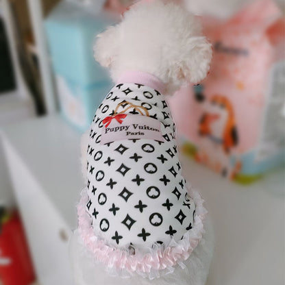 Puppy Vuitawn Dog Dress – Luxury Designer-Style Outfit for Dogs