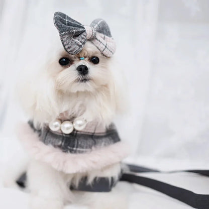 Peaky Street Tweed Dog Harness Set | Harness Hat and Leash Outfit