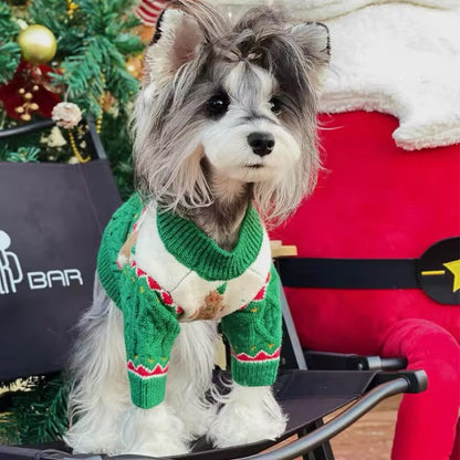 Gingerbread Christmas Dog Sweater – Holiday Knit Winter Outfit for Dogs