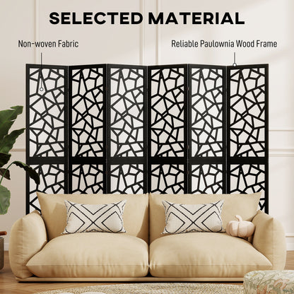 4 Panel Room Divider, 5.6 FT Lightweight Folding Privacy Screen with Geometric Pattern for Living Room, Bedroom, Black