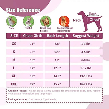 Elizabeth Bow Dog Harness Dress Set | Harness Dress and Leash Set
