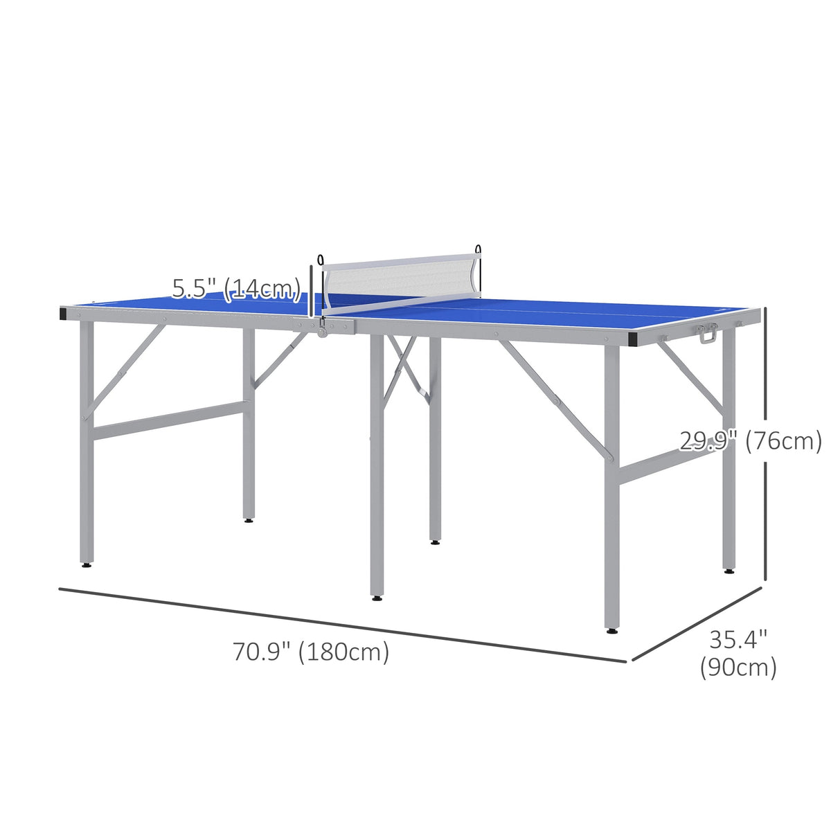 Portable Ping Pong Table Set, Table Tennis Table w/ Net, 2 Paddles, 3 Balls for Outdoor and Indoor, Easy Assembly, Blue
