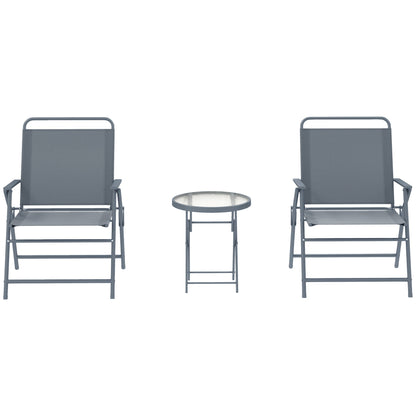 3 Pieces Outdoor Bistro Set, Folding Patio Table and Chairs with Tempered Glass Tabletop for Garden, Deck & Backyard