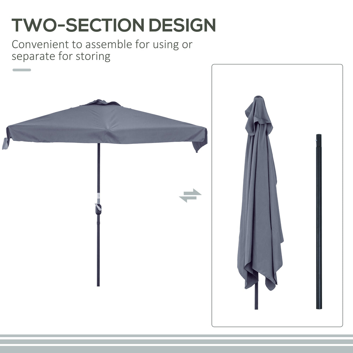 9.8ft Half Umbrella Semi Round Patio Parasol with Crank Handle, Top Vent for Garden, Balcony- NO BASE INCLUDED, Green