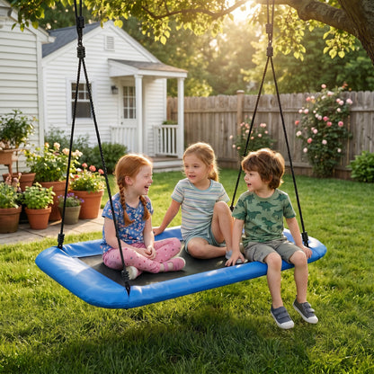 Nest Swing Adjustable Ropes Tree Straps Basket Swing for Kids, 58" x 30", 660 lbs Capacity for Indoor Outdoor, Blue