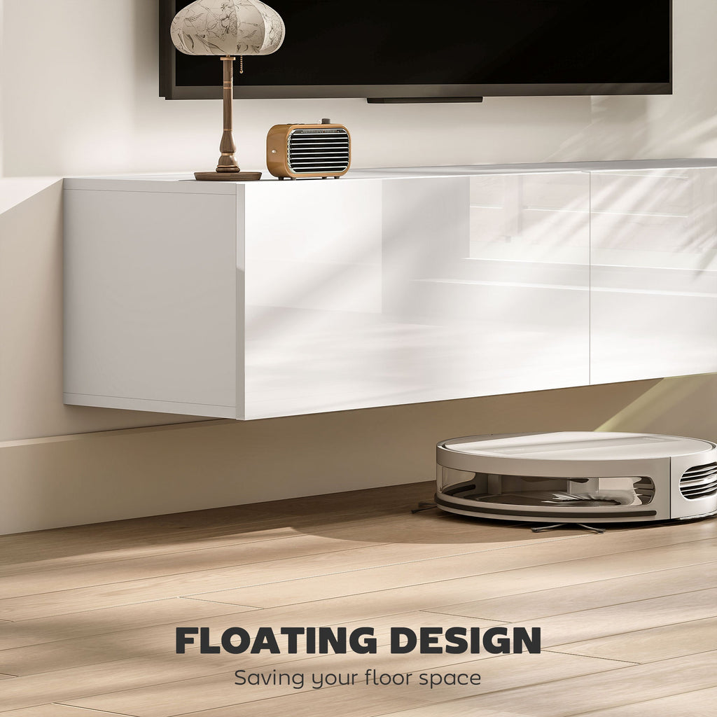 Hunter Floating TV Stand with Storage Cupboards for TVs up to 65 Inches-White