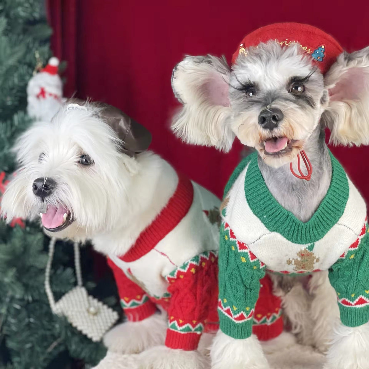 Gingerbread Christmas Dog Sweater – Holiday Knit Winter Outfit for Dogs