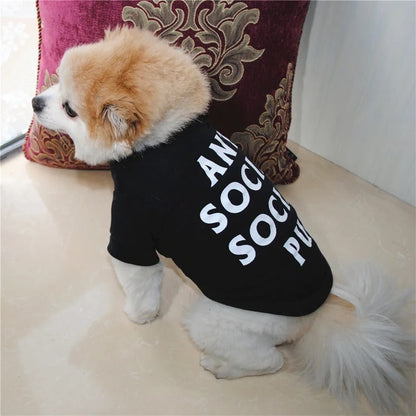 Anti Social Social Pup Tee | Graphic Dog T Shirt