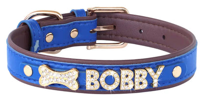 Sapphire Crown Name Dog Collar | Customized Dog Collar