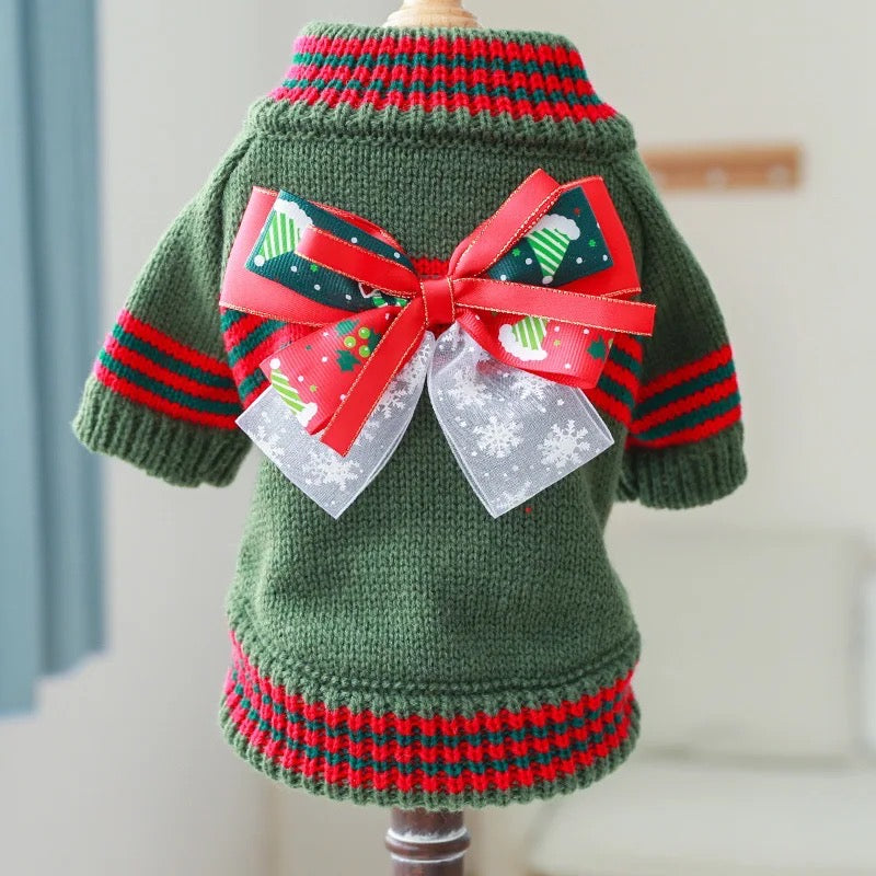 Holiday Gift Box Dog Sweater | Christmas Dog Knitwear