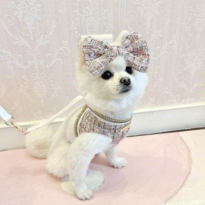 Dog Harness & Leash Set | Isabella Tweed Bow Walking Set