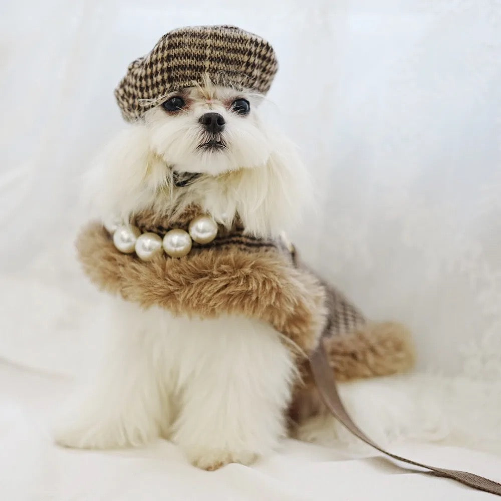 She’s From London Tweed Harness Set | Dog Harness Leash Hat Set