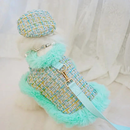 Riviera Tweed Dog Harness Set | Harness Hat and Leash Outfit