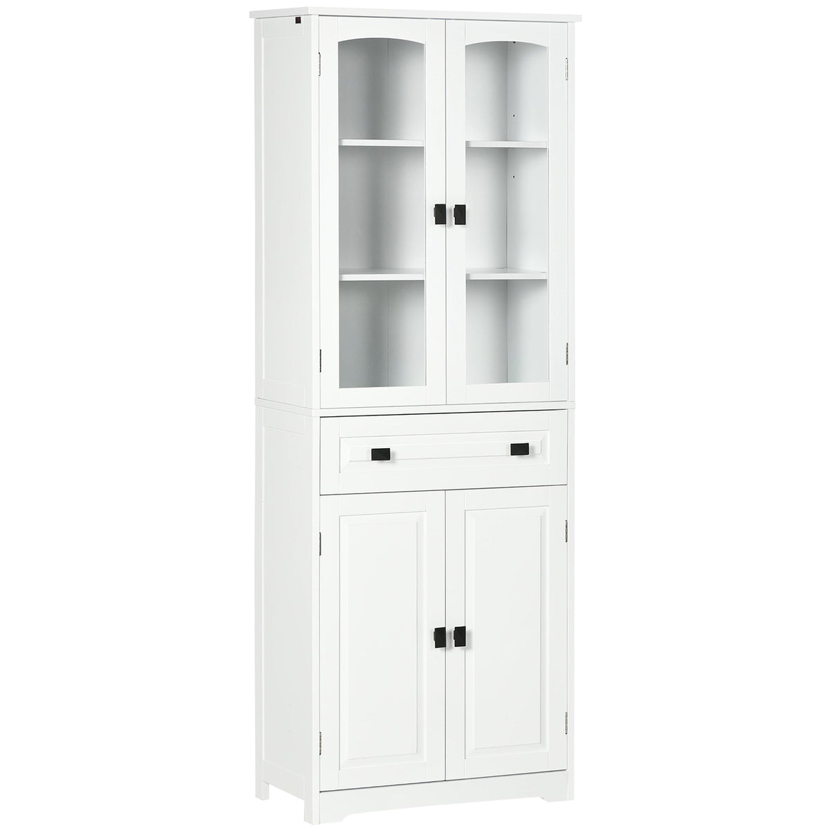 63" 4-Door Kitchen Pantry Cabinet, Freestanding Storage Cabinet Cupboard with Adjustable Shelves, Black
