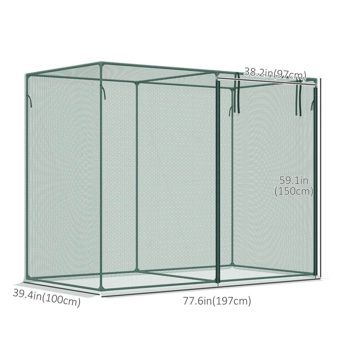 6.5 x 3.3ft Crop Cage, Garden Plant Protector with Single Zippered Door, Storage Bag and Ground Stakes, Black