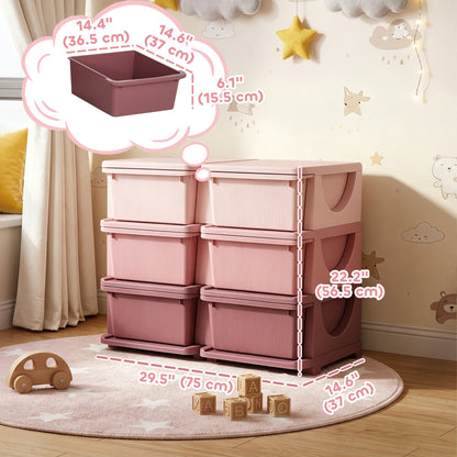 3 Tier Kids Toy Organizer and Storage Bins with 6 Plastic Drawers, Blue