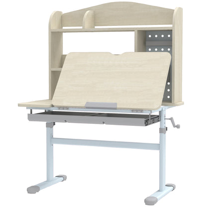 Kids Desk Height Adjustable with Tilted Desktop, Storage, Drawer, Pegboard, for 3-12 Years