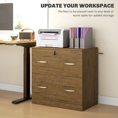 2 Drawer File Cabinet with Lock, Office Filing Cabinet, Hanging Bar for Letter Size, Home Office, Grey