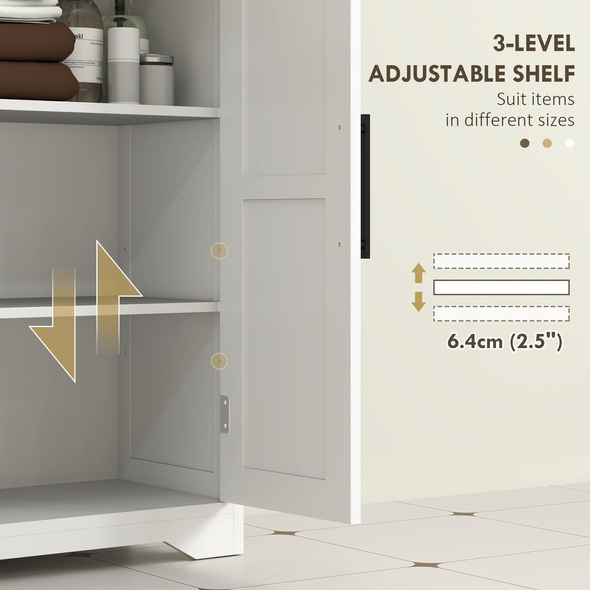 Bathroom Floor Cabinet, Farmhouse Bathroom Storage Cabinet with Adjustable Shelf, Black