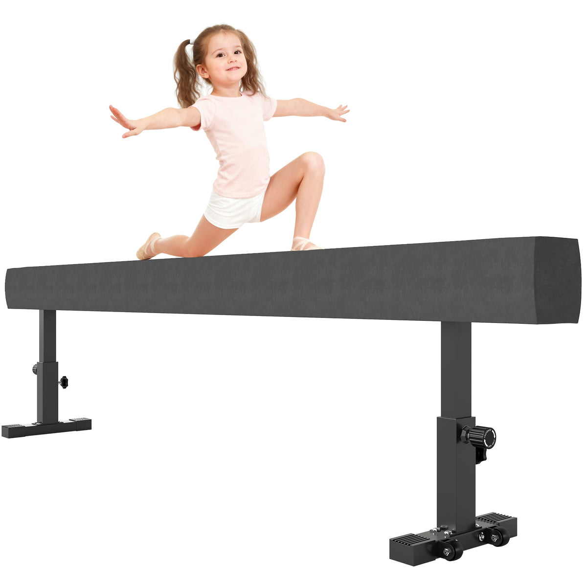 7.5ft Adjustable Balance Beam, Gymnastics Beam with Wheels, Gymnastics Equipment for 6+ Years Old Training