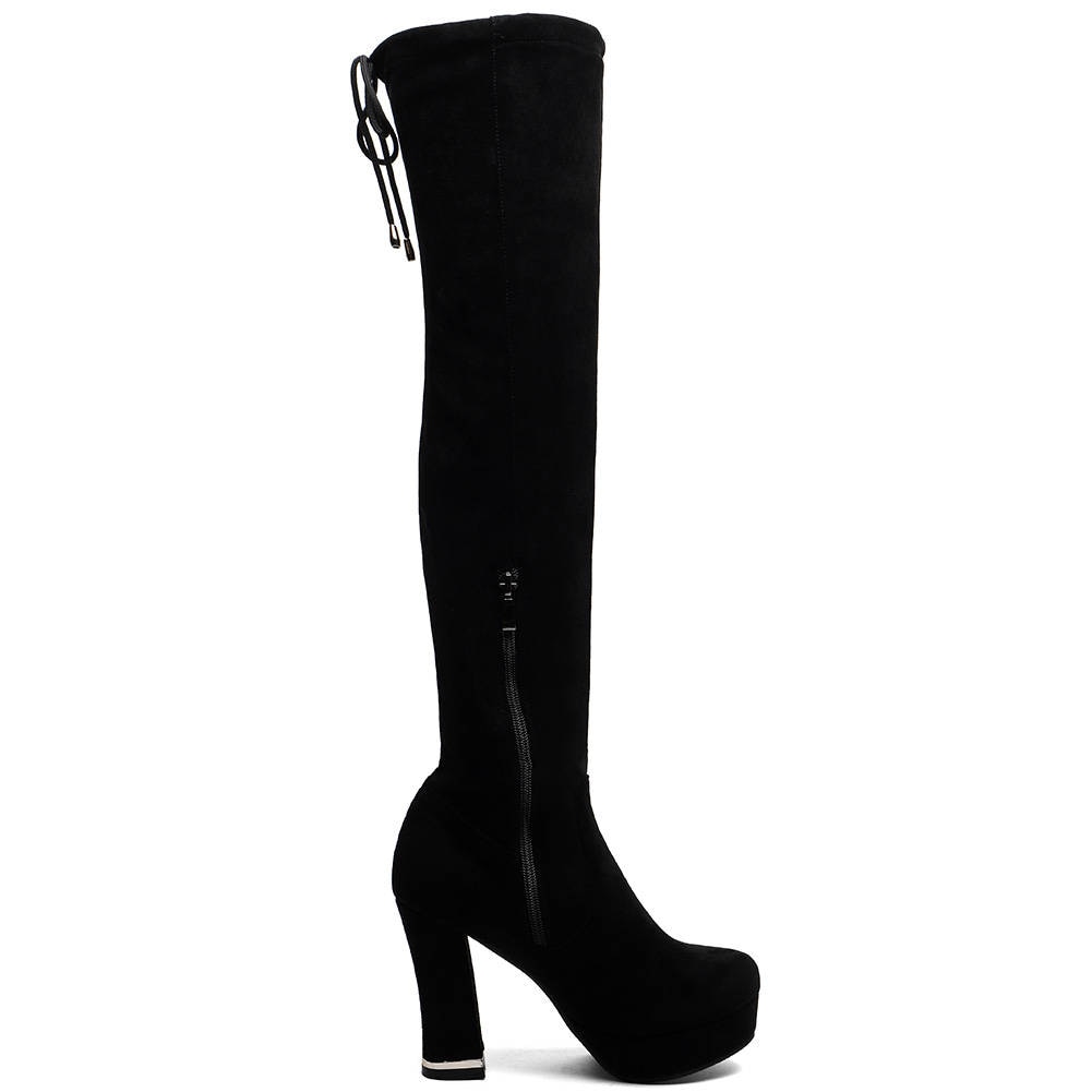 Knee High Platform Block Heels